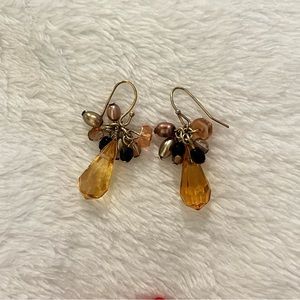 Amber Cluster Crystal Drop Earrings